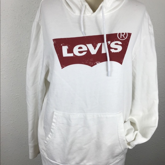 Levi’s white pullover hoodie sweatshirt medium - Picture 3 of 7